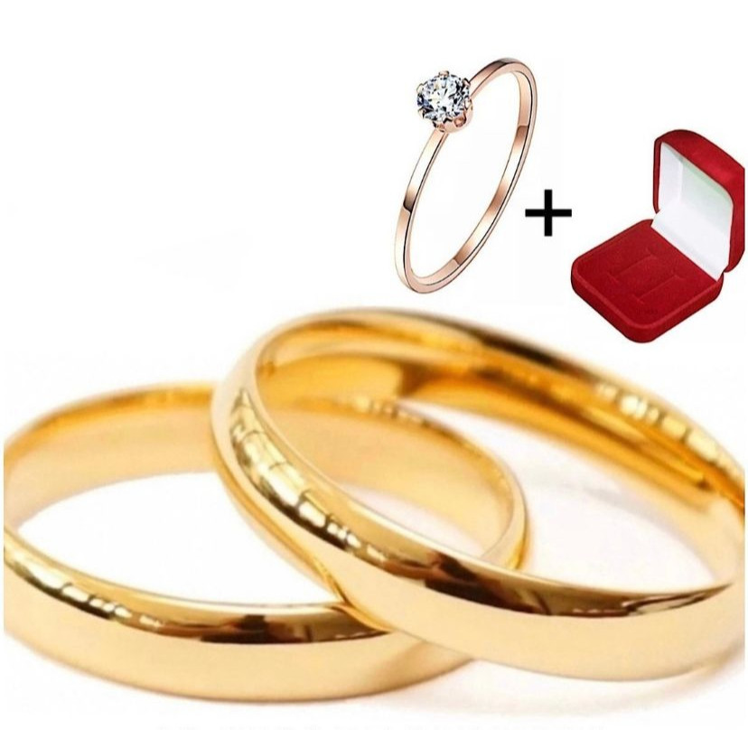 Par Alianças Com 10 Banhos a Ouro 18k 4mm Casamento Noivado + Anel