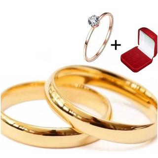 Par Alianças Com 10 Banhos a Ouro 18k 4mm Casamento Noivado + Anel