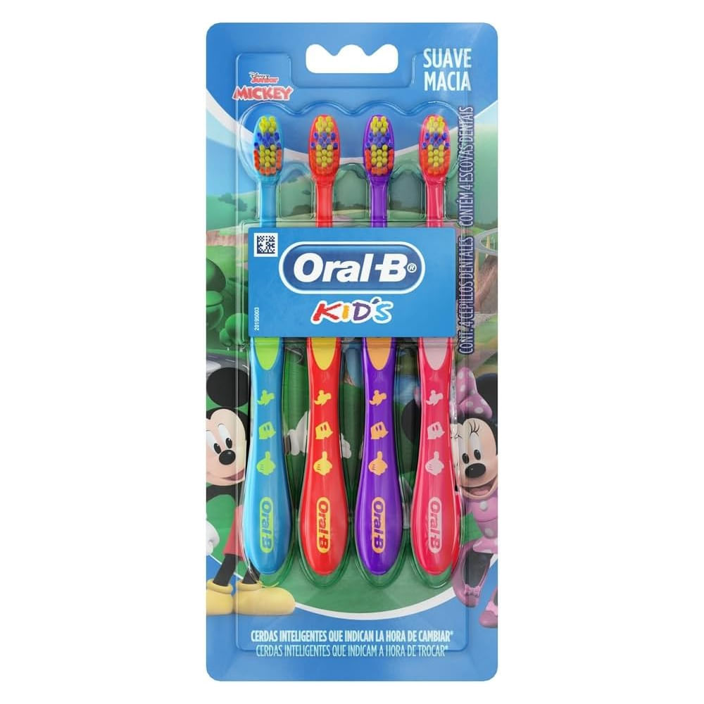Escova Dental Infantil Oral-B Kids Mickey 4 Unidades em Oferta na Shopee