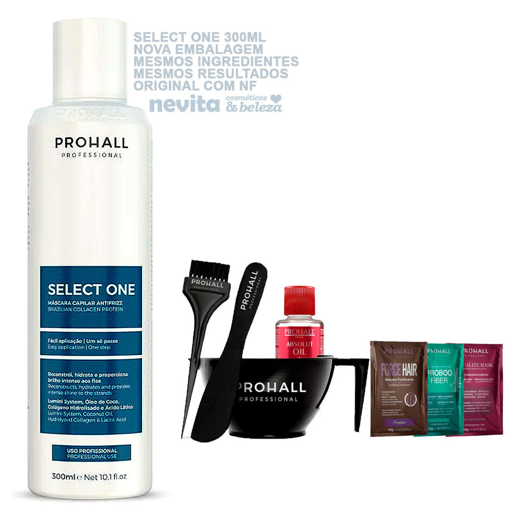 Select One Prohall 300ml +Cumbuca/Pincel/Espátula/Sachês/Óleo7ml
