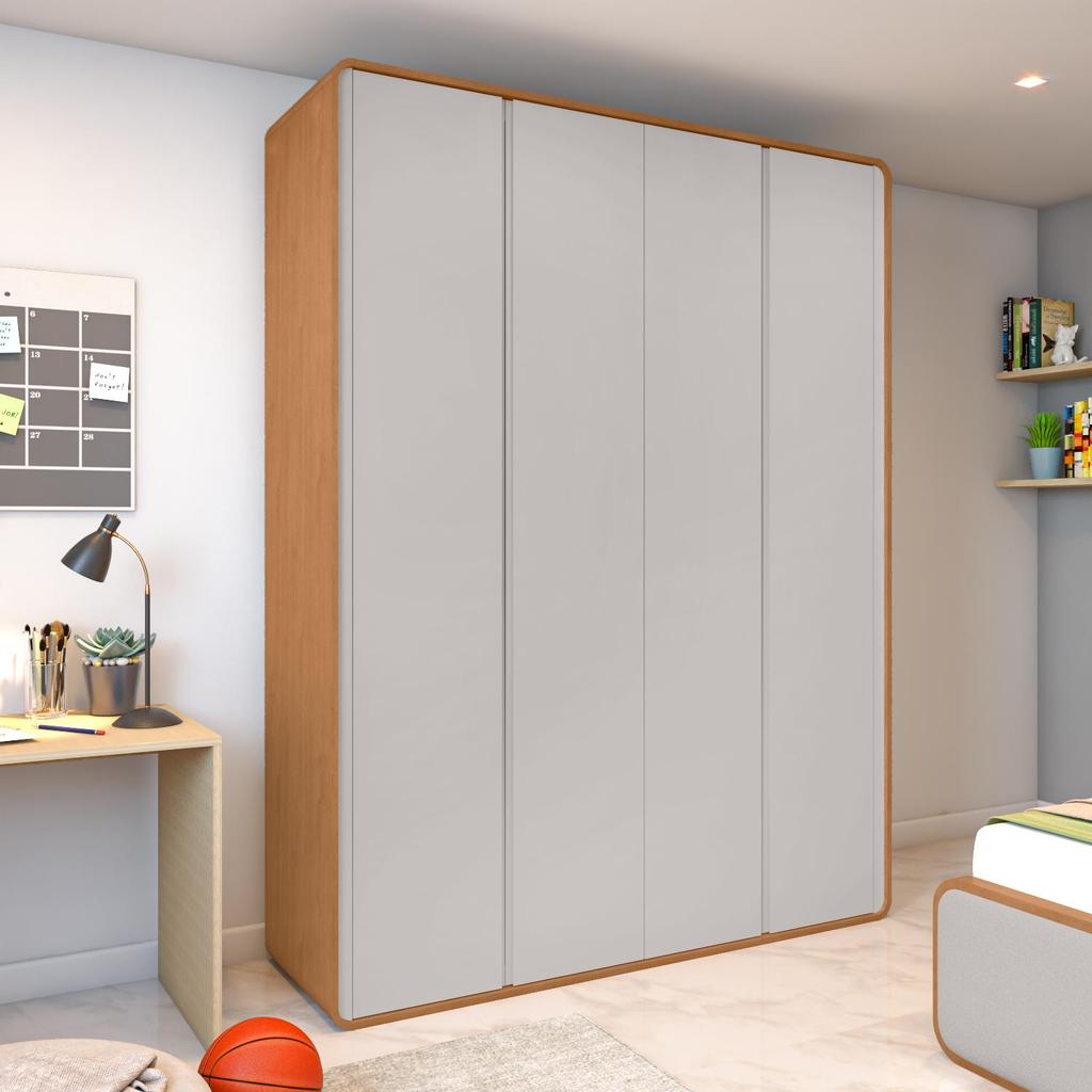 Guarda Roupa Solteiro 100% MDF 4 Portas Easy Like Amêndoa Clean/Off White em Oferta na Shopee