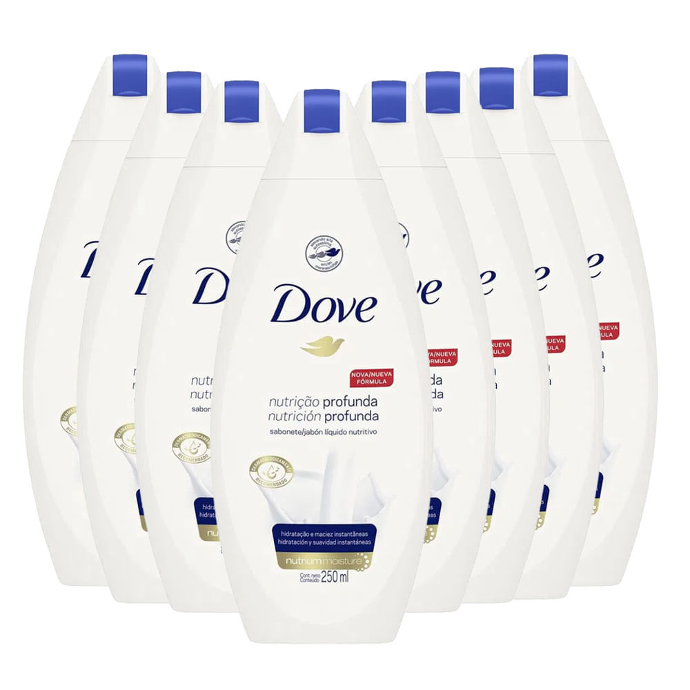 Kit 8 Sabonetes Líquido Dove Nutrição Profunda 250ml em Oferta na Shopee