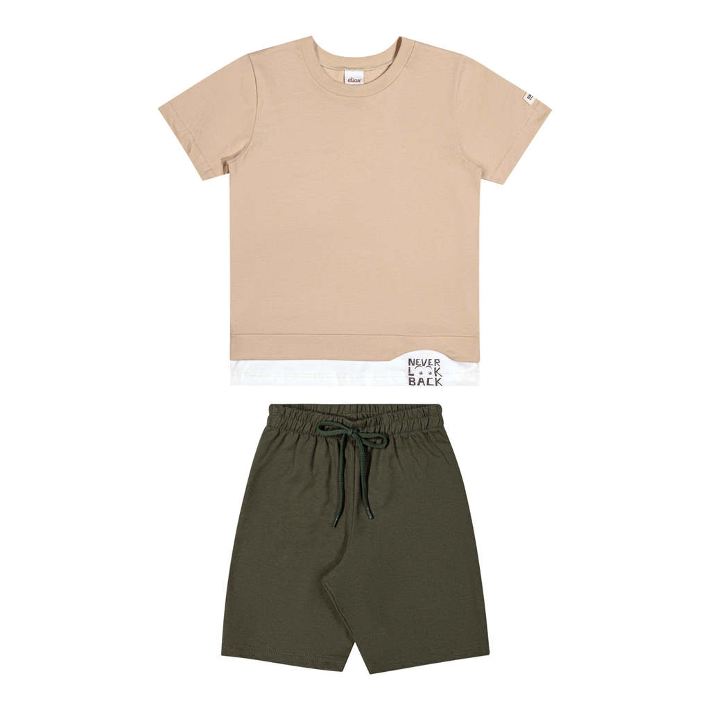 Conjunto Infantil Menino Urbano Bicolor Elian Bege