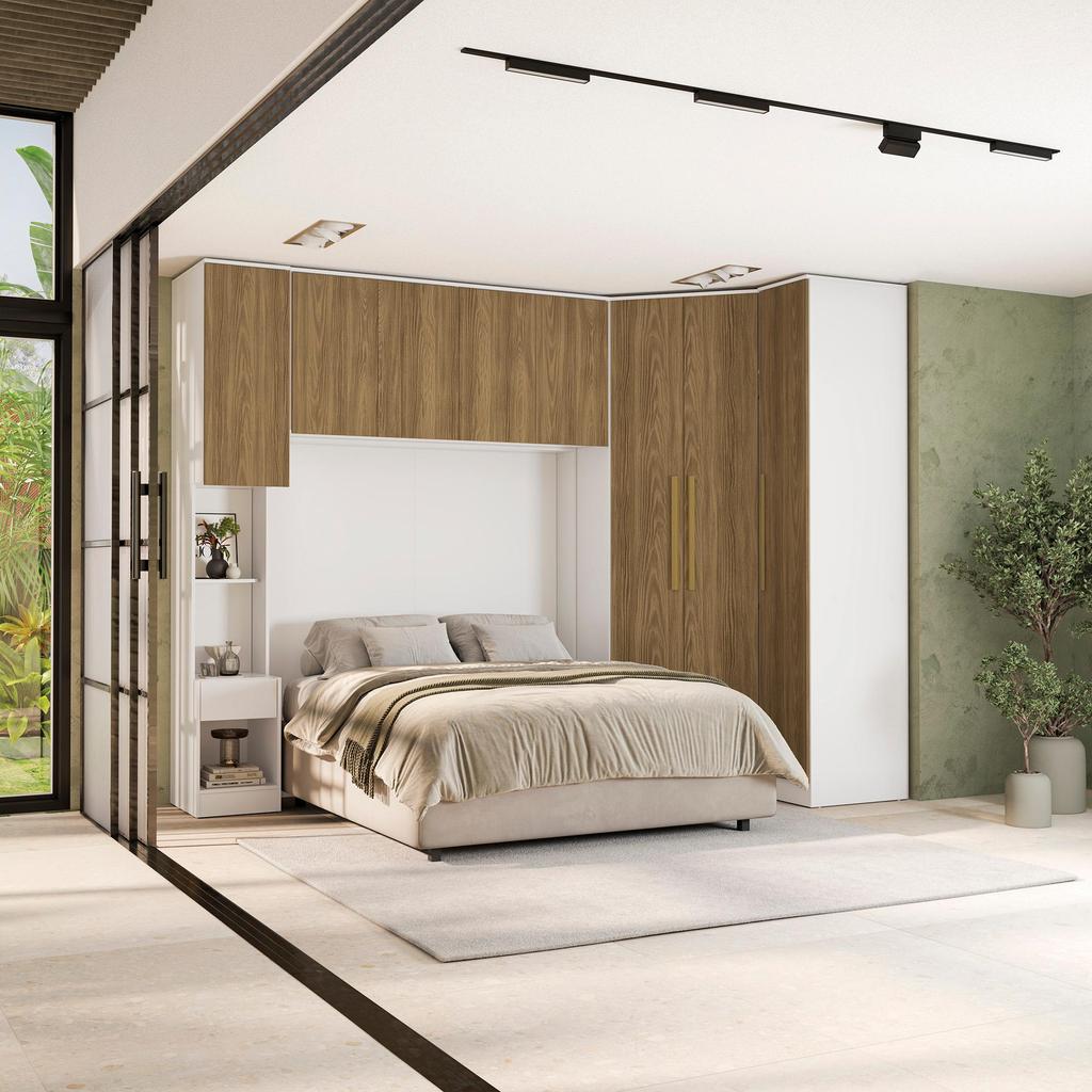 Quarto Completo Kappesberg Adapt  7 Peças Branco/Nogueira em Oferta na Shopee