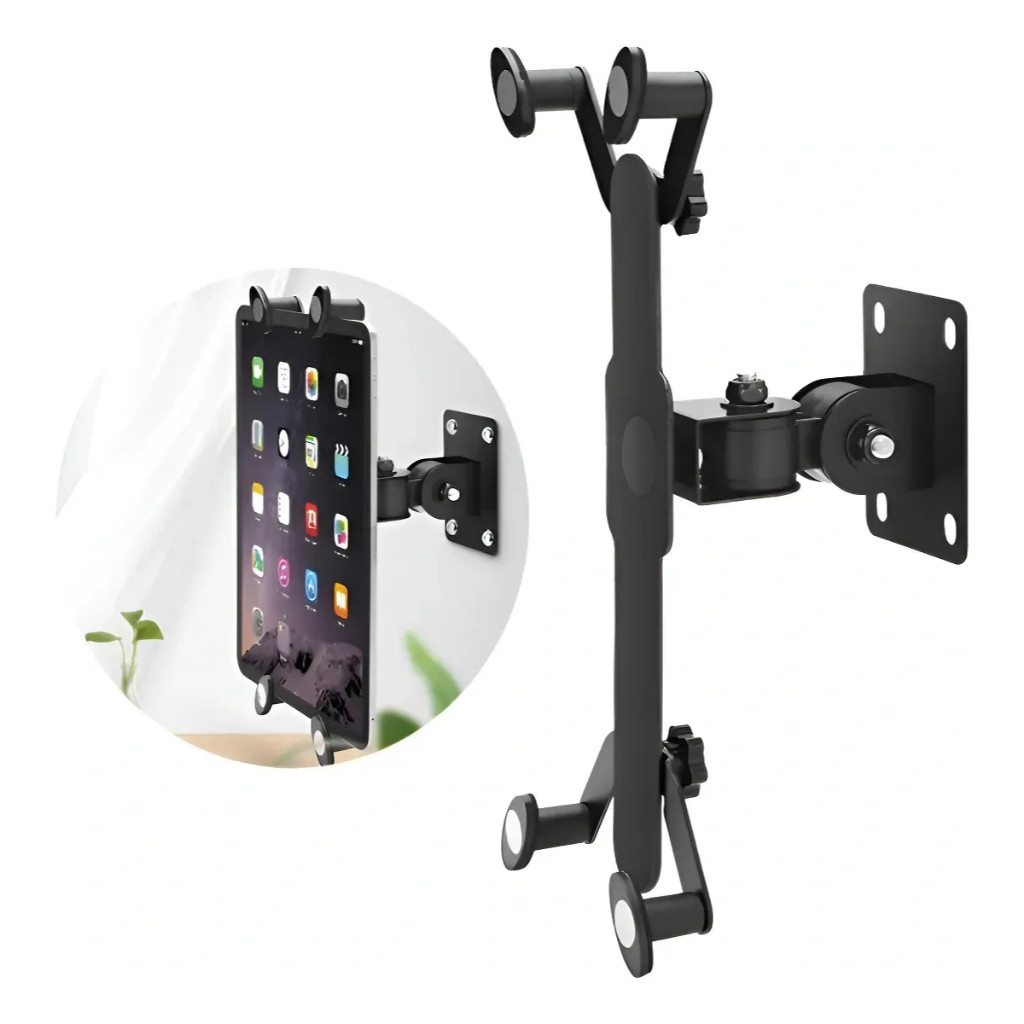 Suporte de Parede Universal para Tablet 7-13" e Celular, Braço Articulado Ajustável, Rotação 360° Giratório