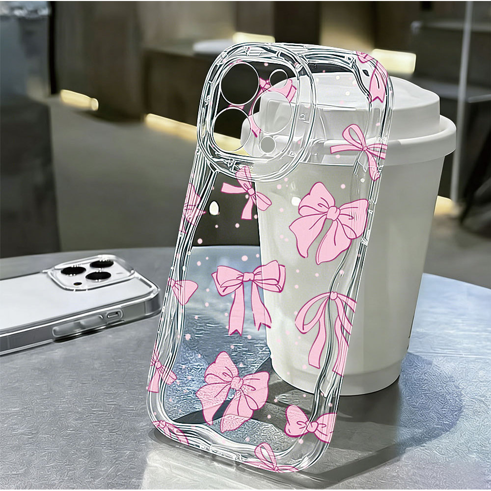 Capa Para MOTO G84 G54 G10 G14 G15 G22 G24 G34 G35 G53 G60 G75 EDGE 50 Ultra E13 E14 Rosa Bolinhas Gravata Borboleta Cas