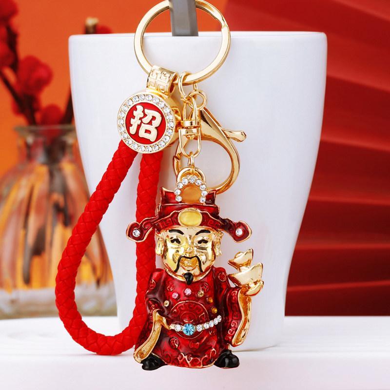 {Fortune} Chaveiro de carro Fortune God of Wealth para fazer dinheiro, bolsa feminina, chaveiro pendurado, cravejado de 