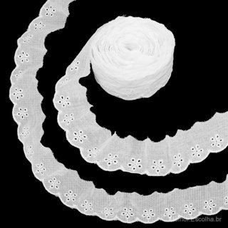 Fita de Renda Branca de 15 Jardas, Fita de Renda com Ilhós para Embalagem de Presentes, Tecido de Crochê, Fitas com Baba