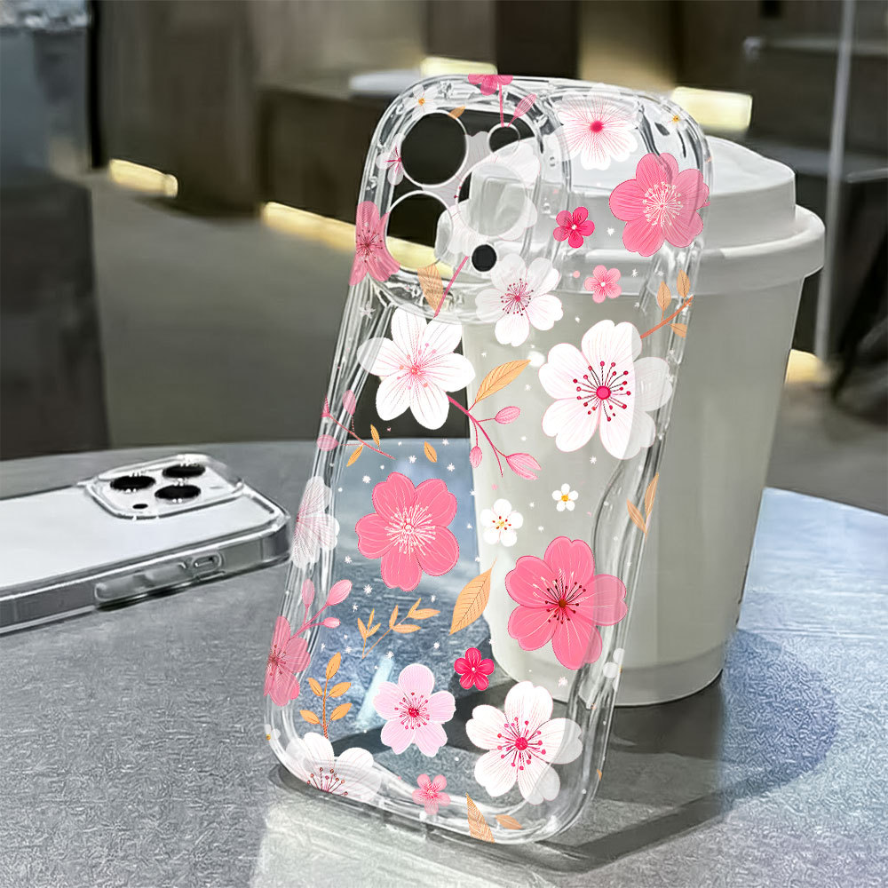 Capa De Flor De Pêssego Capinha Para Samsung Galaxy A03 A04E A05 A06 A12 A13 A14 A15 A16 A23 Silicone Normal Transparent