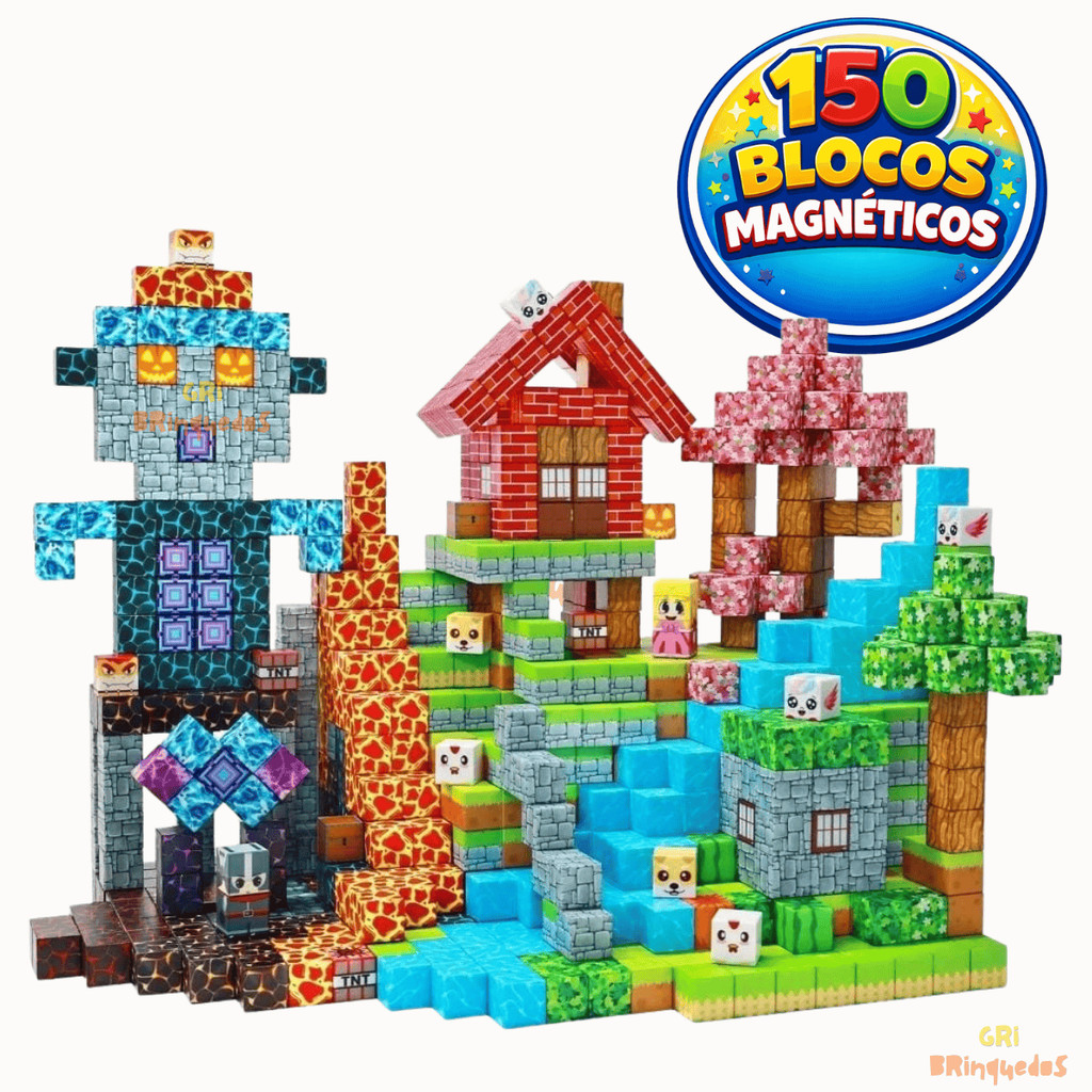 150 Peças Blocos Magnéticos Cenario Pixelad