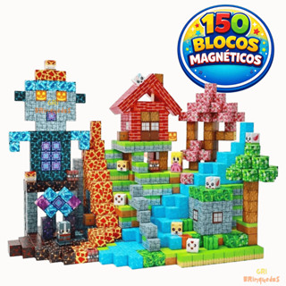 150 Peças Blocos Magnéticos Cenario Pixelad em Oferta na Shopee
