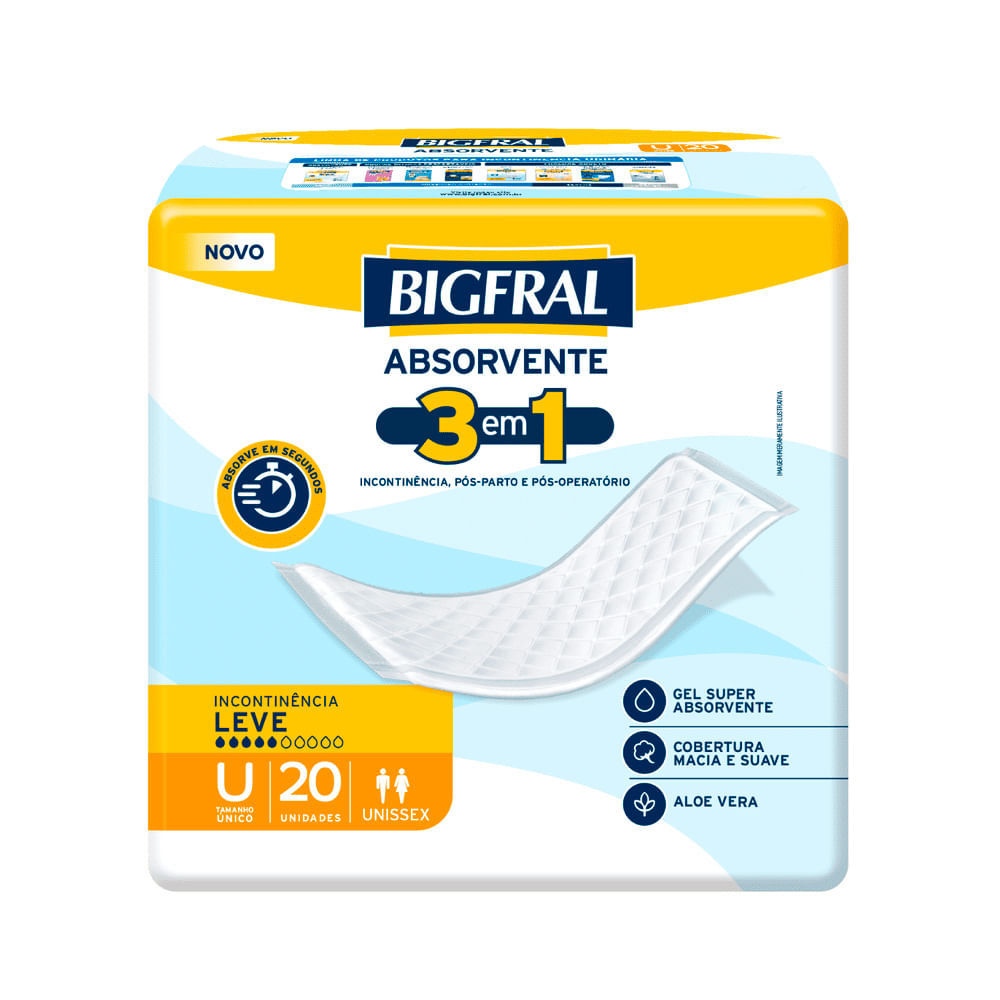 Bigfral Absorvente 20 unidades em Oferta na Shopee