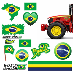 Kit Adesivos Bandeira do Brasil Capacete Moto Carro Patriota