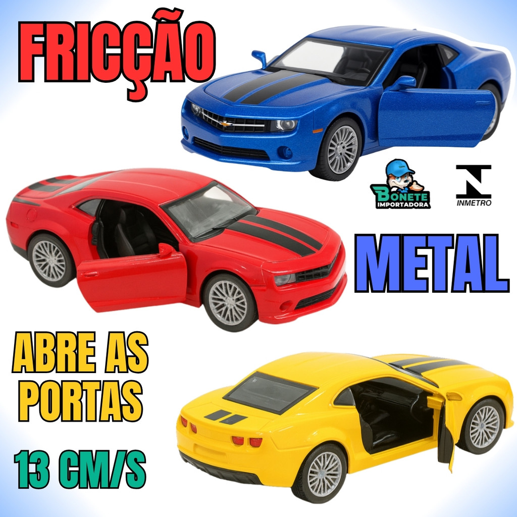 Camaro de Brinquedo Esportivo – Carrinho de Metal 13cm Fricção em Oferta na Shopee