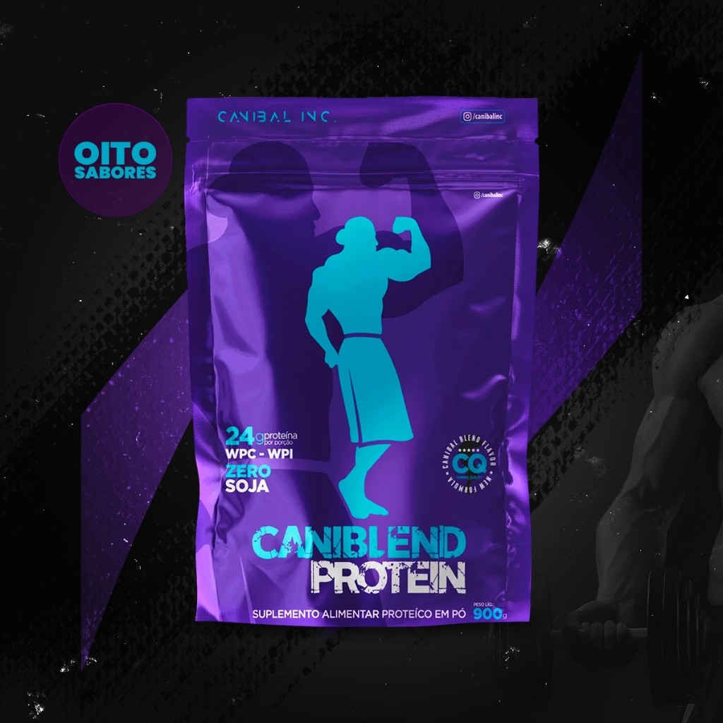 Whey Protein Caniblend 900g Com 24g De Proteína Por Dose Matéria Prima Importada Com Bcaa Glutamina
