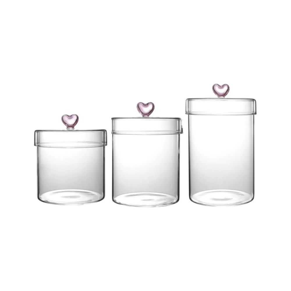 Kit 3 Potes de Vidro Borossilicato c/ Tampa Coração Allmix em Oferta na Shopee
