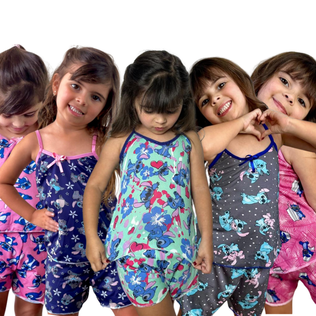 Kit 5 Pijamas Infantil Personagem Baby Dool Promoção Feminino Conjunto short Blusa Dormir Confortavel Infantil