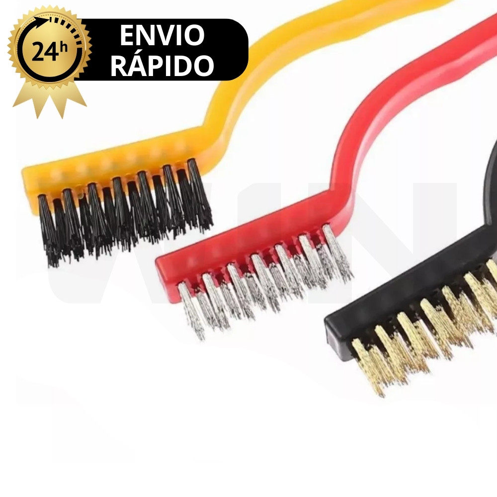 Kit 3 unidades escova de aço para limpeza Multiuso forno grelha fogão em Aço Latão Nylon