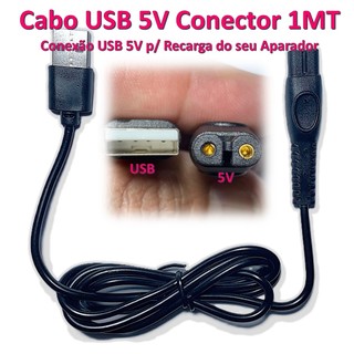 Cabo USB Carregador Adaptador 5V compatível c/ Alguns Modelos do Aparador One Blade e Barbeadores