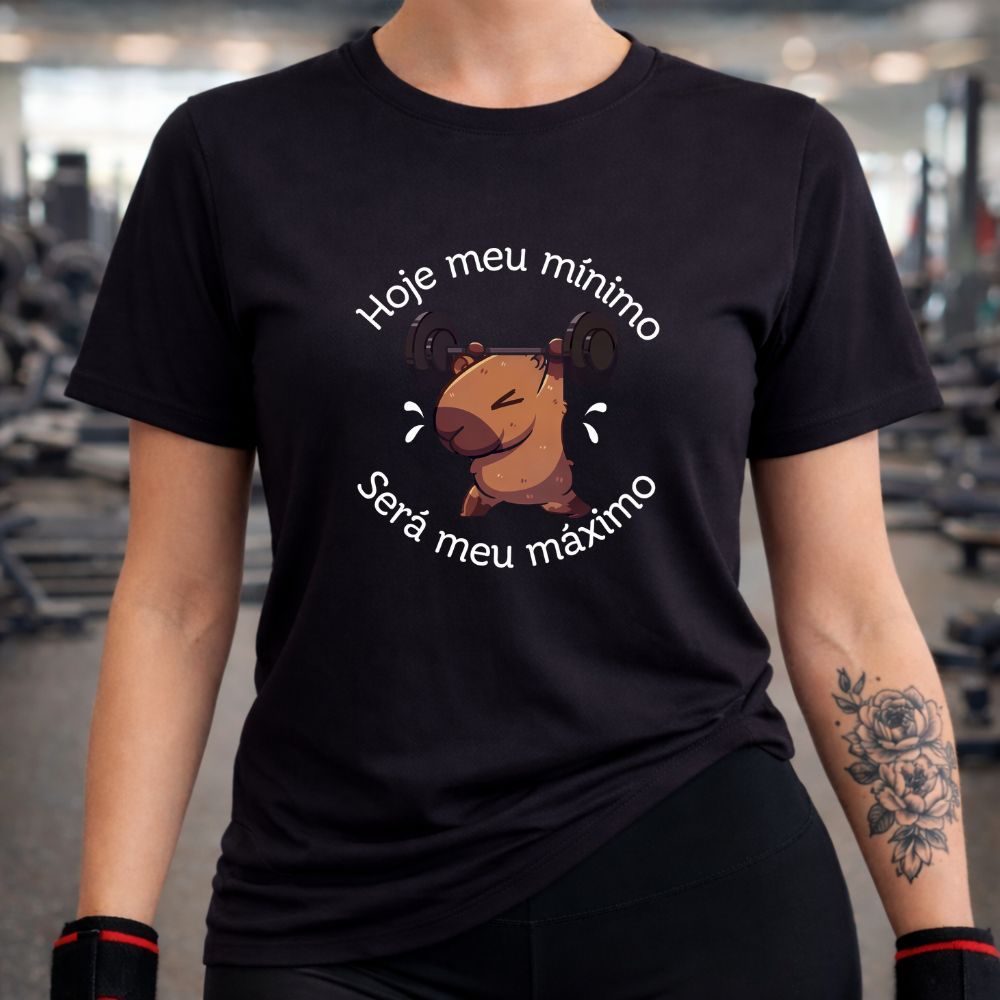 Camiseta Feminina Capivara Academia Gym Treino Malhar Algodão Estampada Fitness