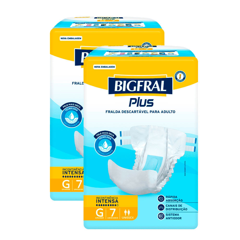 Kit 2 Fralda Bigfral Plus G 7 Unidades