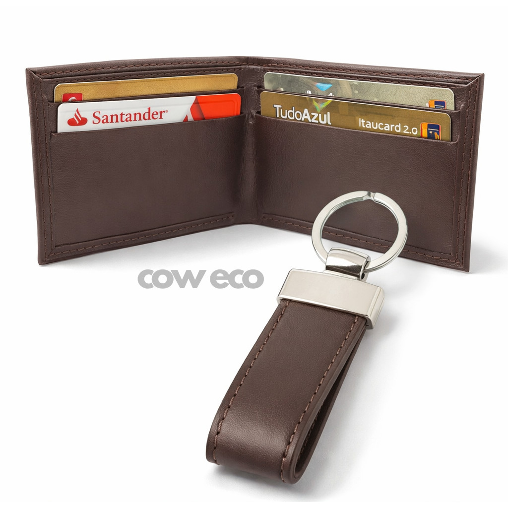 Kits Carteira e Chaveiro Couro Personalizados Nome iniciais logo em Oferta na Shopee
