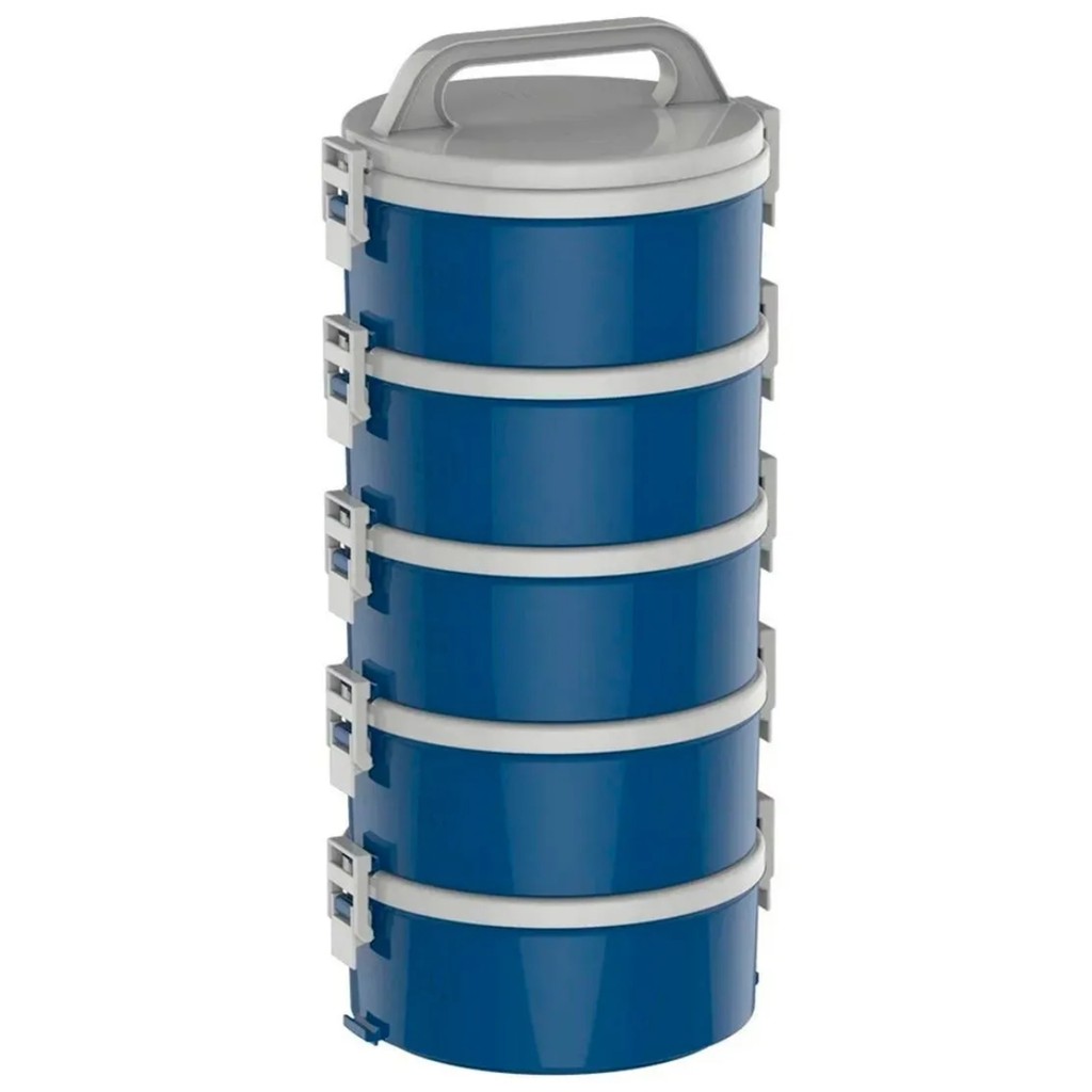 Conjunto Marmita Térmica 5 Unidades Azul Tekcor Soprano