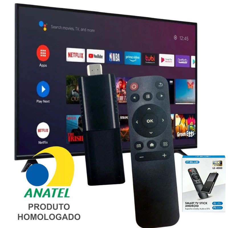 TV Stick Android 13.1 4K Ultra HD Dolby Digital-Transformar Sua em Smart com Wi-Fi
