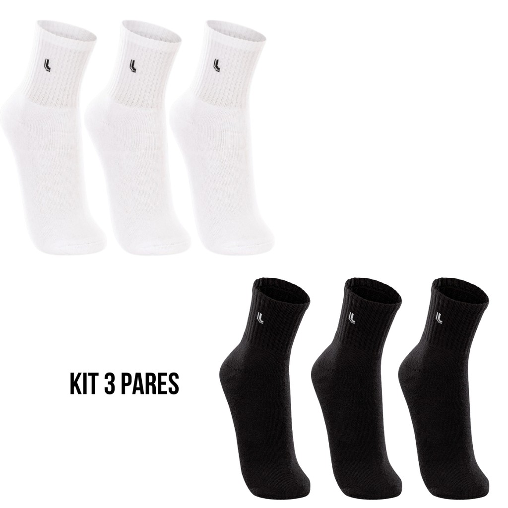 Kit Meia 3x1 Unissex Cano Médio Atoalhada Lupo