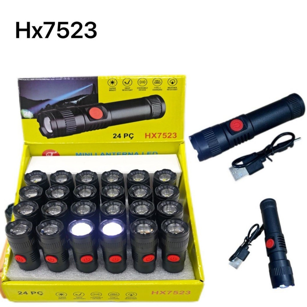 Lanterna LED mini, recarregável, camping, portátil, tática de emergência