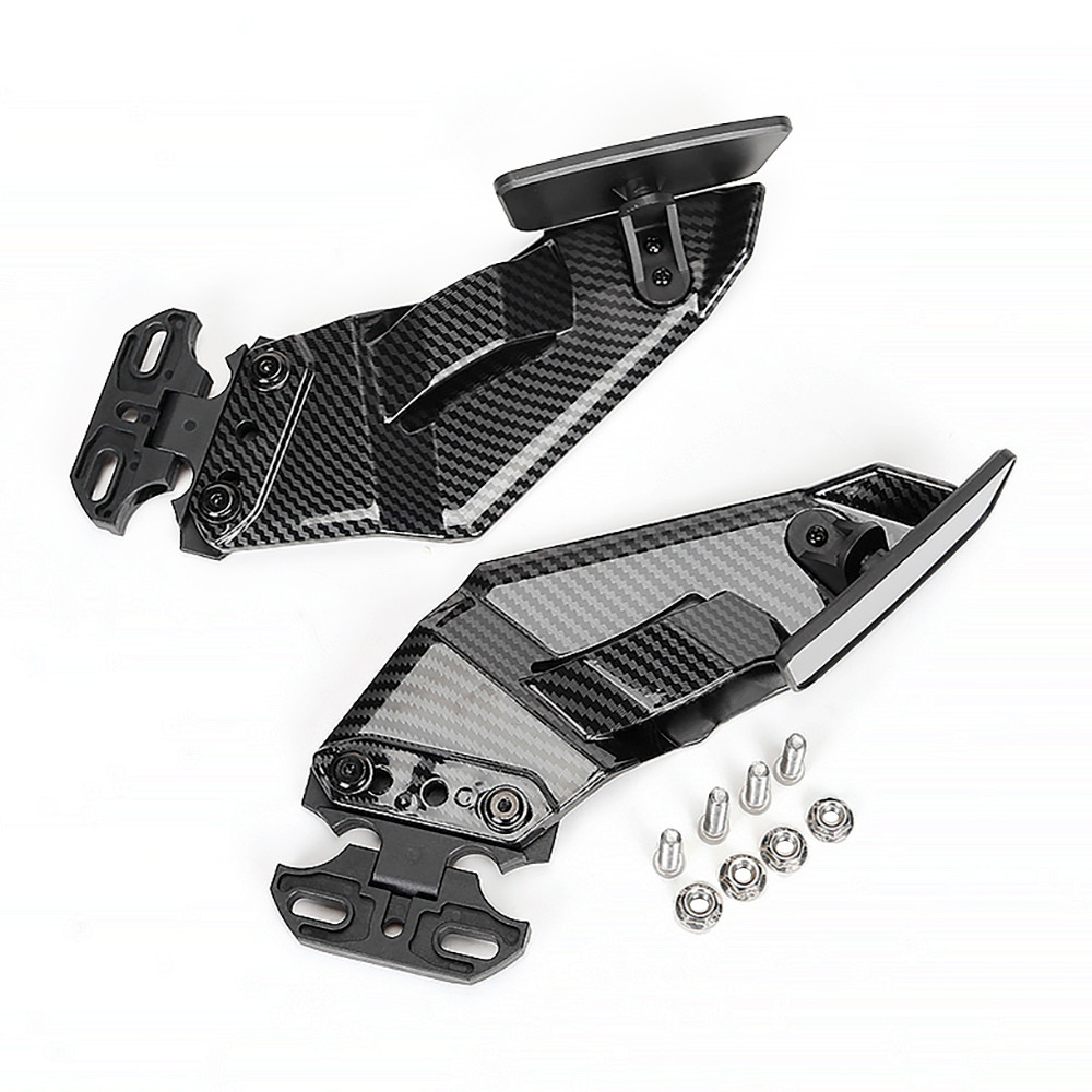 Universal Estilo De Fibra Carbono Ajustável Asa Lateral Spoiler Carenagem Com Espelhos Retrovisores Para Honda Kawasaki 
