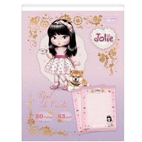 Papel de Carta Jolie Rosa - 50 Folhas - Tilibra
