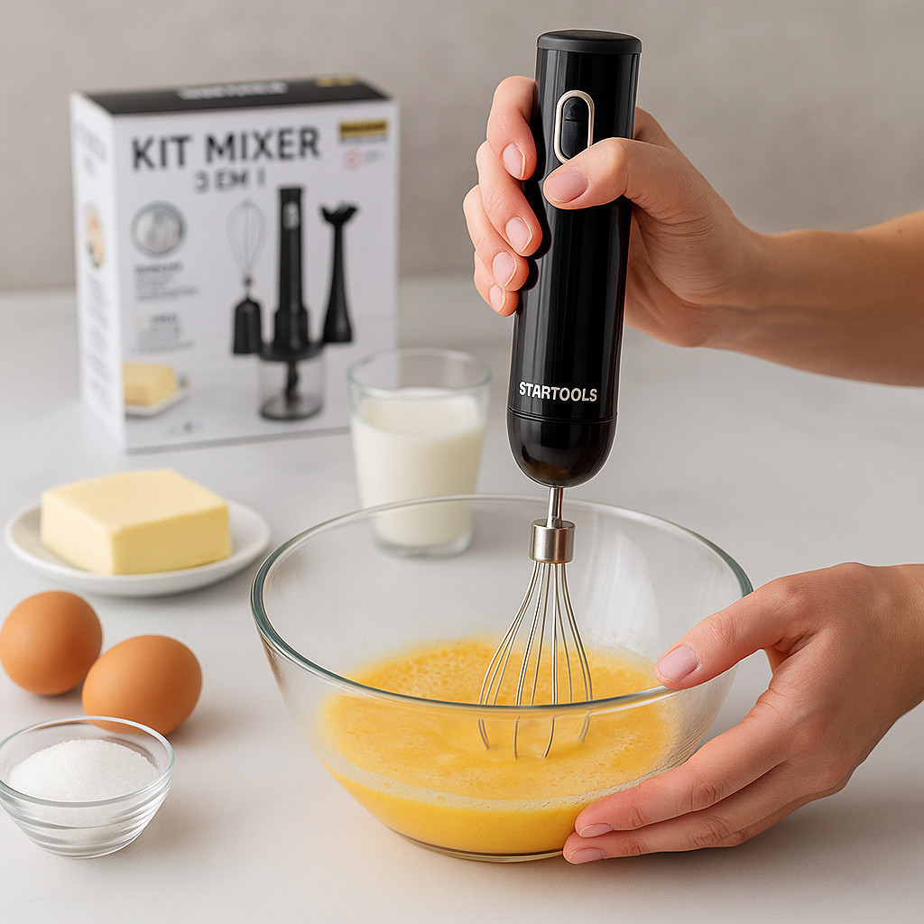 Kit 3 em 1 Mixer Vitamina Receitas Misturador Esmagador Processador Alimentos Achadinhos