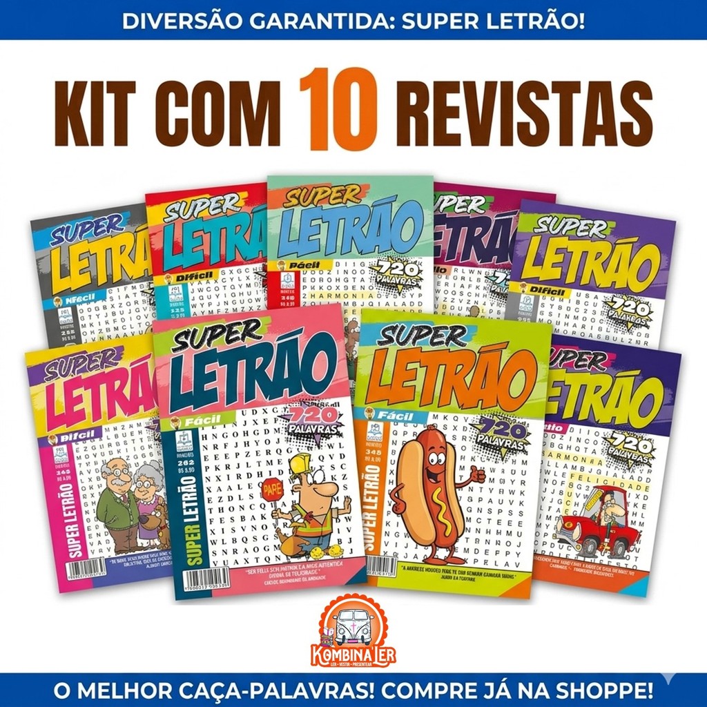 KIT  10  CAÇA PALAVRAS LETRÃO E SUPER LETRÃO SEM REPETIÇÃO.