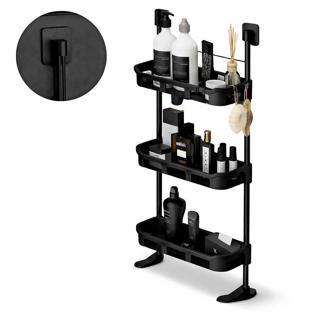 Estante Organizadora 3 Prateleiras Parede Multiuso Banheiro Cozinha Porta Shampoo Suporte Compacto