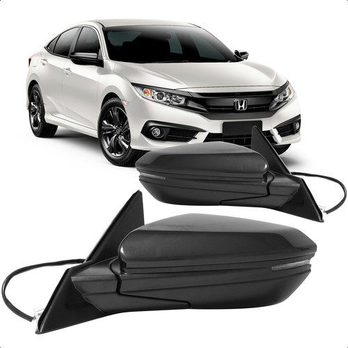 Retrovisor Civic 2017 2018 2019 2020 2021 Espelho Elétrico Com Pisca 7 Fios