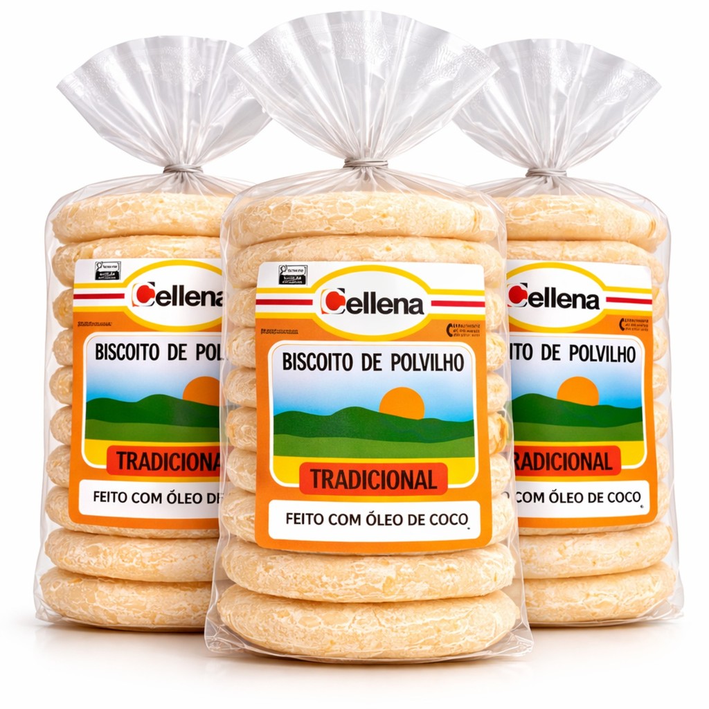 Kit 3 Biscoito de Polvilho Artesanal Tradicional CELLENA 140g