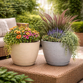 Vaso Polietileno Para Plantas Jardim Sala Luxo escovado bojo pequeno Com Prato em Oferta na Shopee