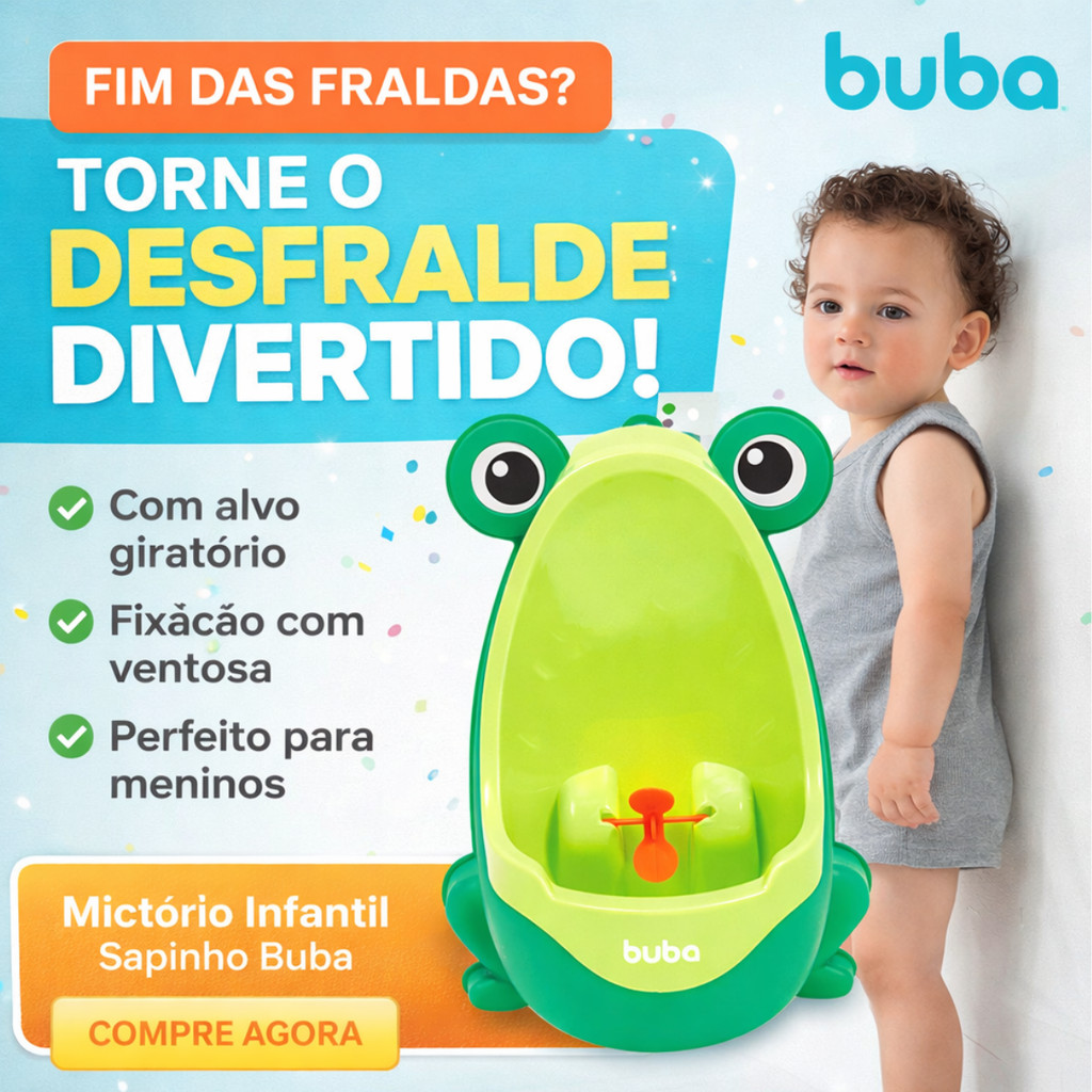 Mictório Infantil Sapinho Buba Com Ventosa Desfralde Menino Educativo