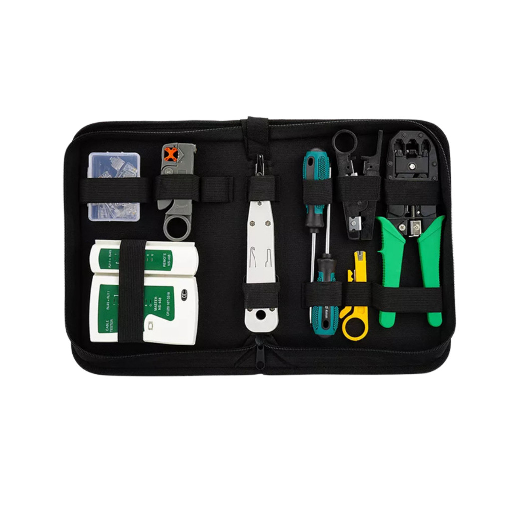 Kit Ferramentas  Rede Informática Internet Testador Cabos Rj45 Alicate Crimpar 3 Em1 Decapador