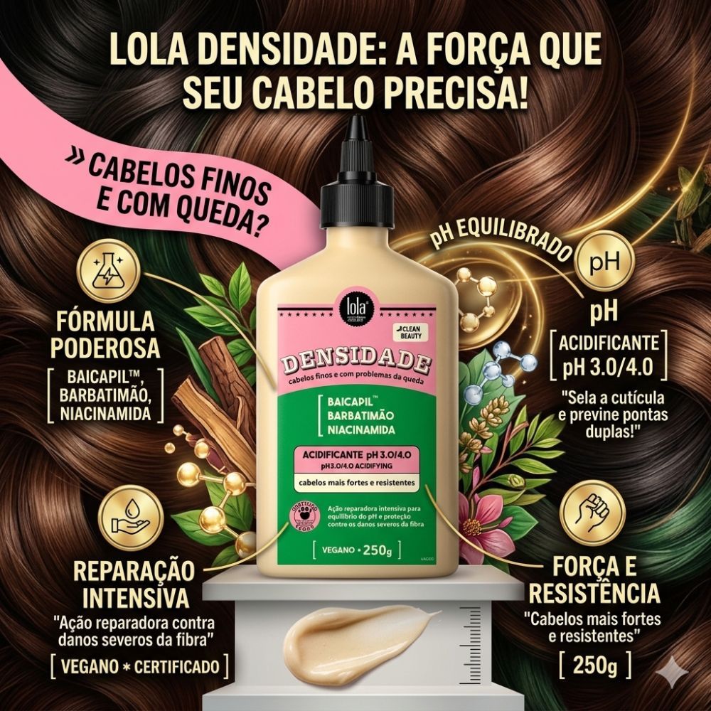 Densidade Acidificante 250g Lola Cosmetics – Restauração do Equilíbrio Natural em Oferta na Shopee