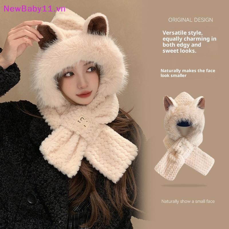 NewBaby Thiened One-Piece Fox Ear Scarf Chapéu Inverno Quente Proteção De Ouvido Ne Warmer Moda Para Homens Mulheres Cri