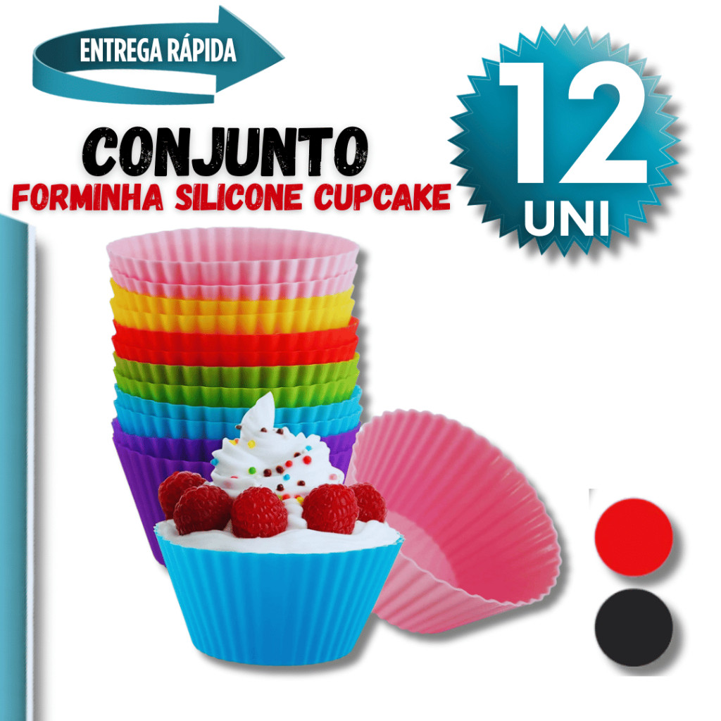 Conjunto 12 Forminhas de Silicone – Ideal para Cupcake Bolinhos e Confeitaria Variáveis Utilidades
