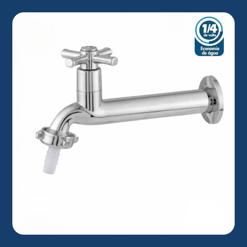 Torneira "Retrô" de Parede para Pia/Tanque/Jardim Cromada com Bico p/ Mangueira em ABS