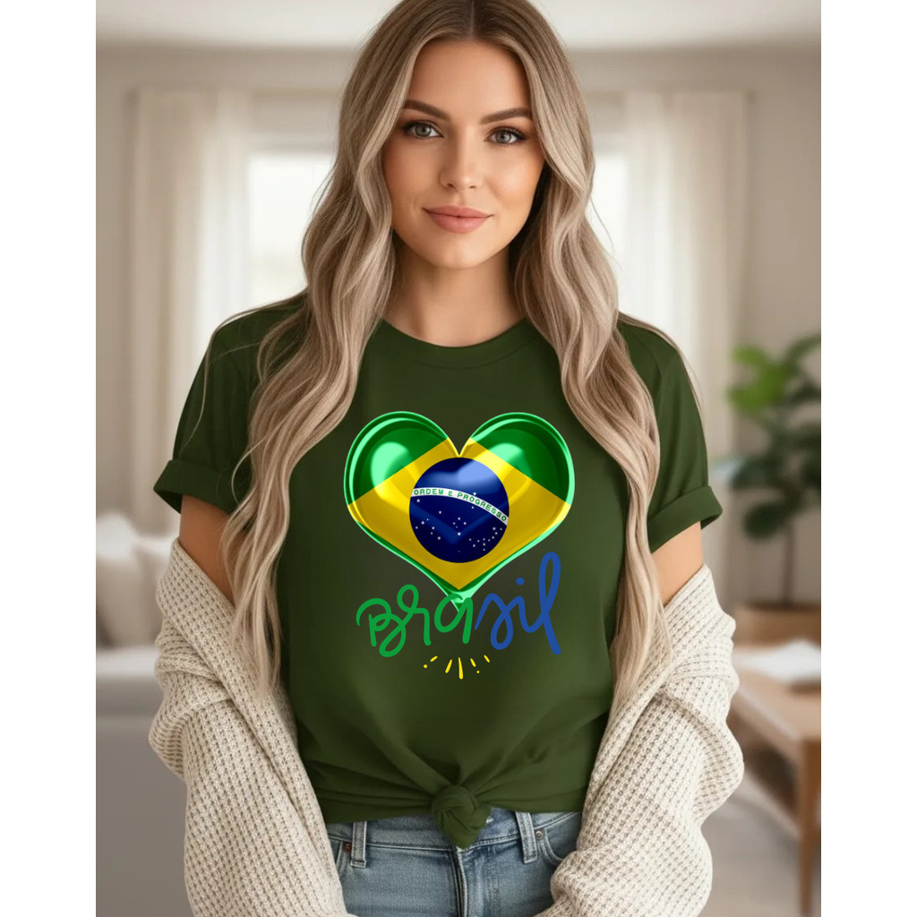 Camiseta Feminina  100% Algodão Brasil Copa do Mundo Estampada Camisa Blusa Steetwear Envio Rapido