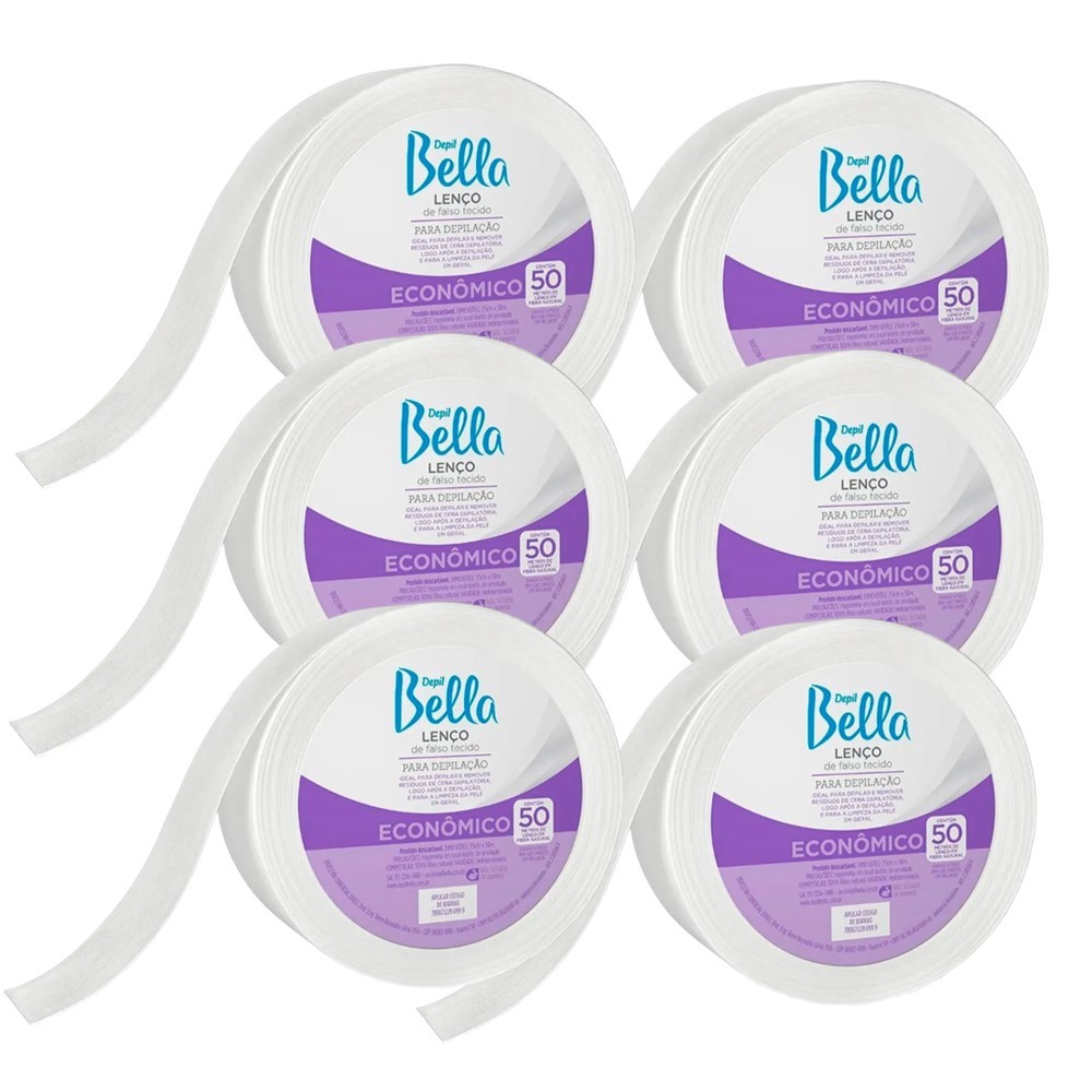 Kit 6 Rolo de Lenço para Depilação Cera Limpeza de Pele Descartável Depil Bella 50m