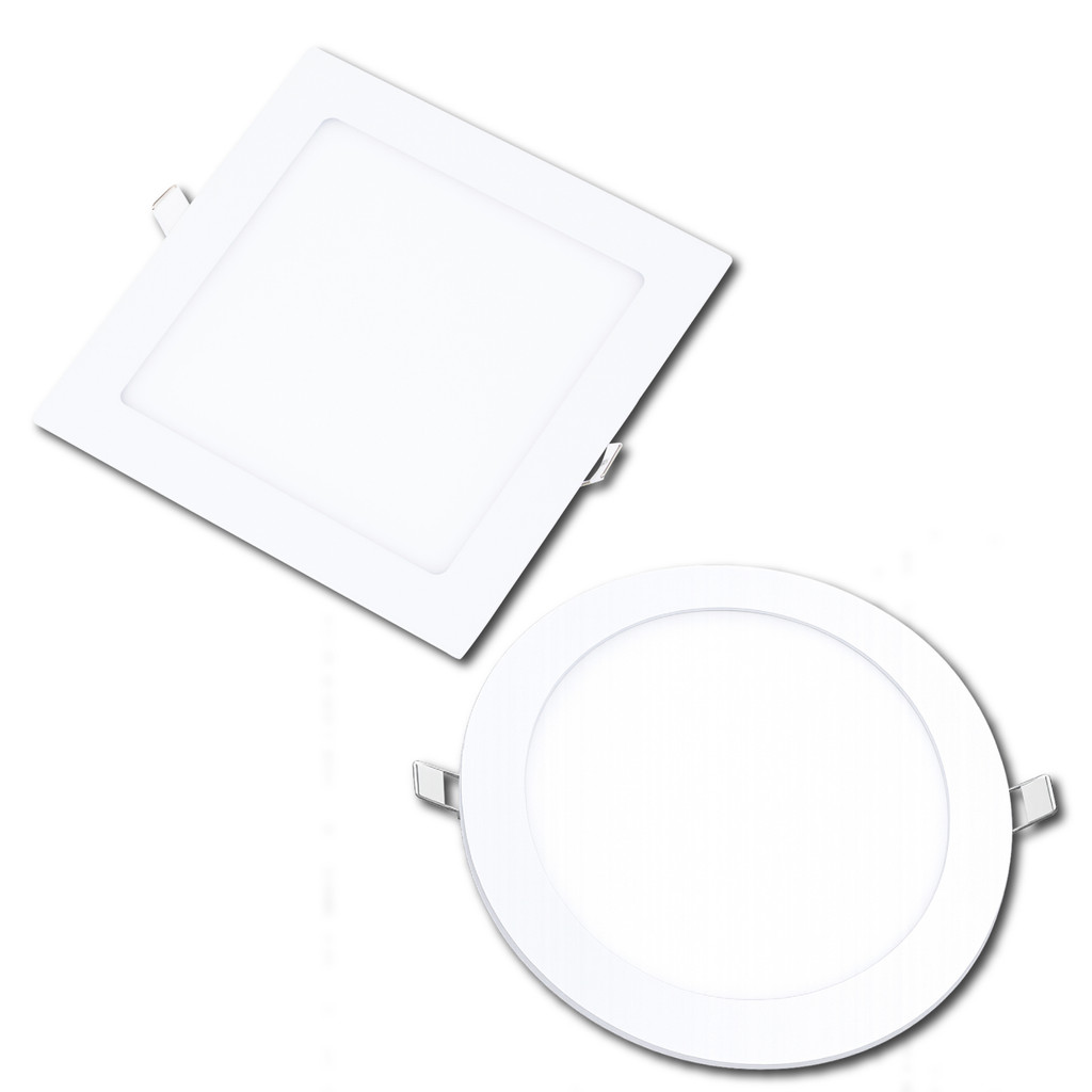 kit 5 Luminaria Painel Led 24w 30x30 Bivolt Embutir Redondo e Quadrado Plafon