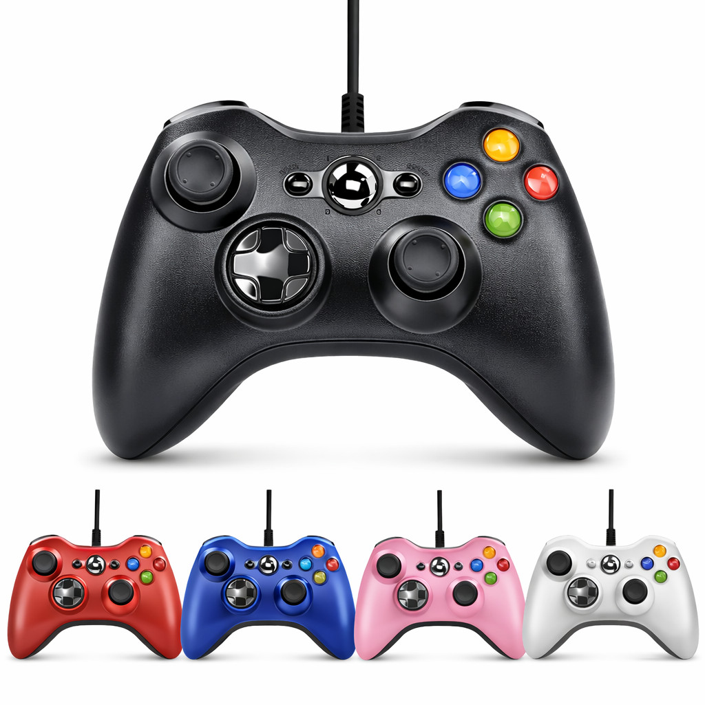 Controle de Jogo com Fio USB Gamepad Duplo com Vibração para Console e PC em Oferta na Shopee