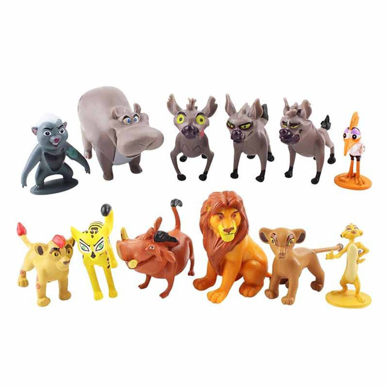 Conjunto de 12 peças de figuras de ação em PVC do filme O Rei Leão, com personagens como King Kion, Simba, Bunga, Beshte