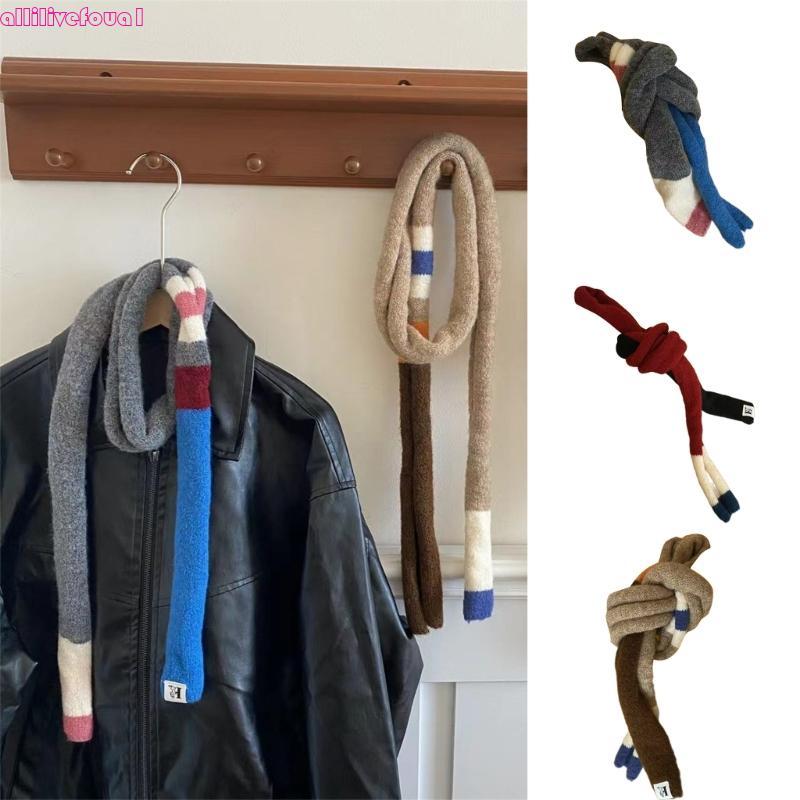 allilivefoua1 Lenço Longo Fashion Cachecol Quente Malha Listrado Adolescentes Meninas Presentes Ano